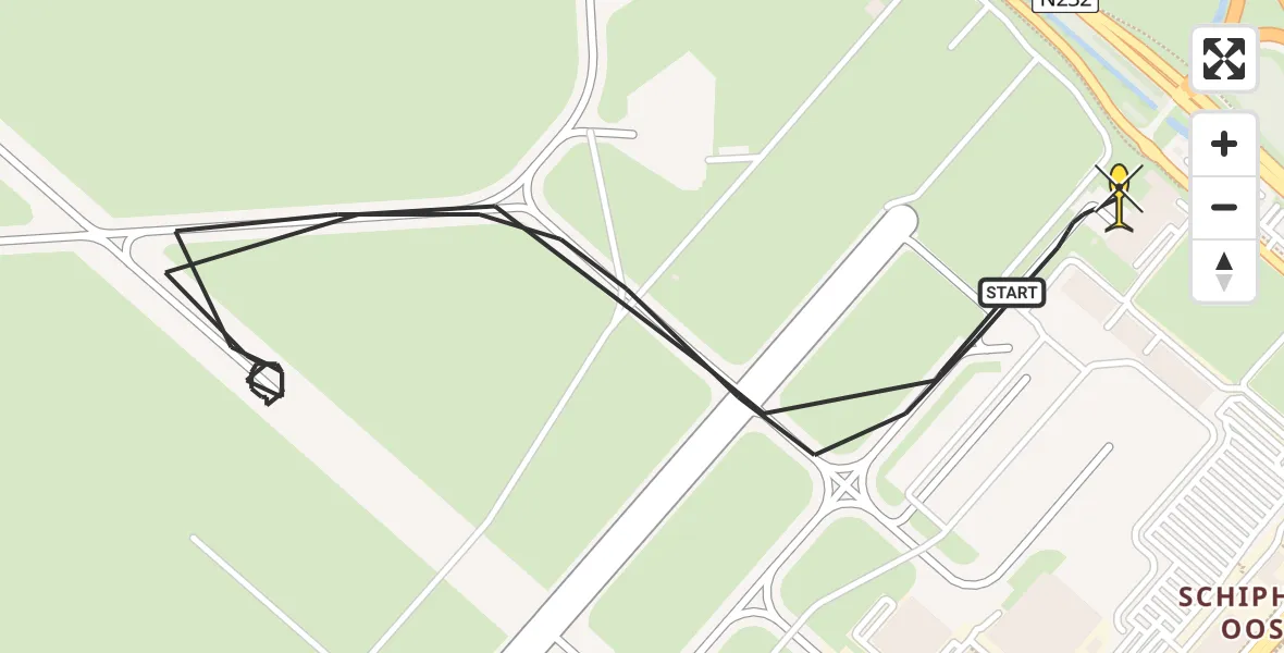 Routekaart van de vlucht: Politieheli naar Schiphol, Loevesteinse Randweg