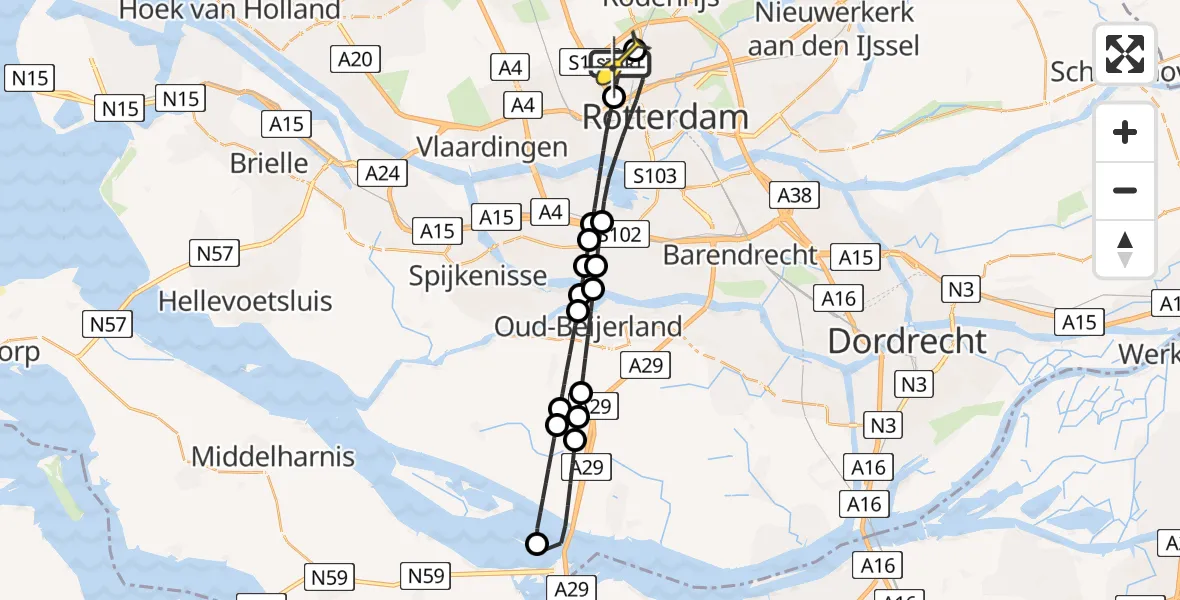 Routekaart van de vlucht: Lifeliner 2 naar Rotterdam The Hague Airport, Brandenburgbaan