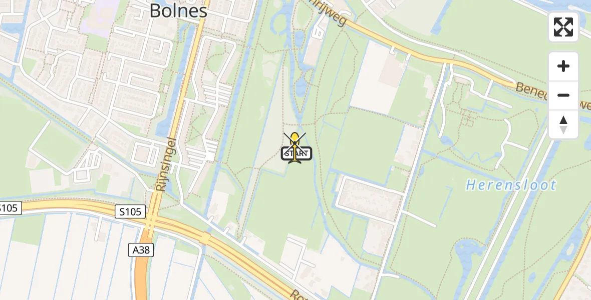 Routekaart van de vlucht: Politieheli naar Ridderkerk, Donckse Velden