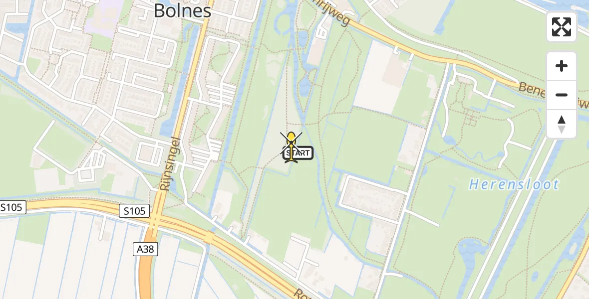 Routekaart van de vlucht: Politiehelikopter naar Ridderkerk, Donckse Velden