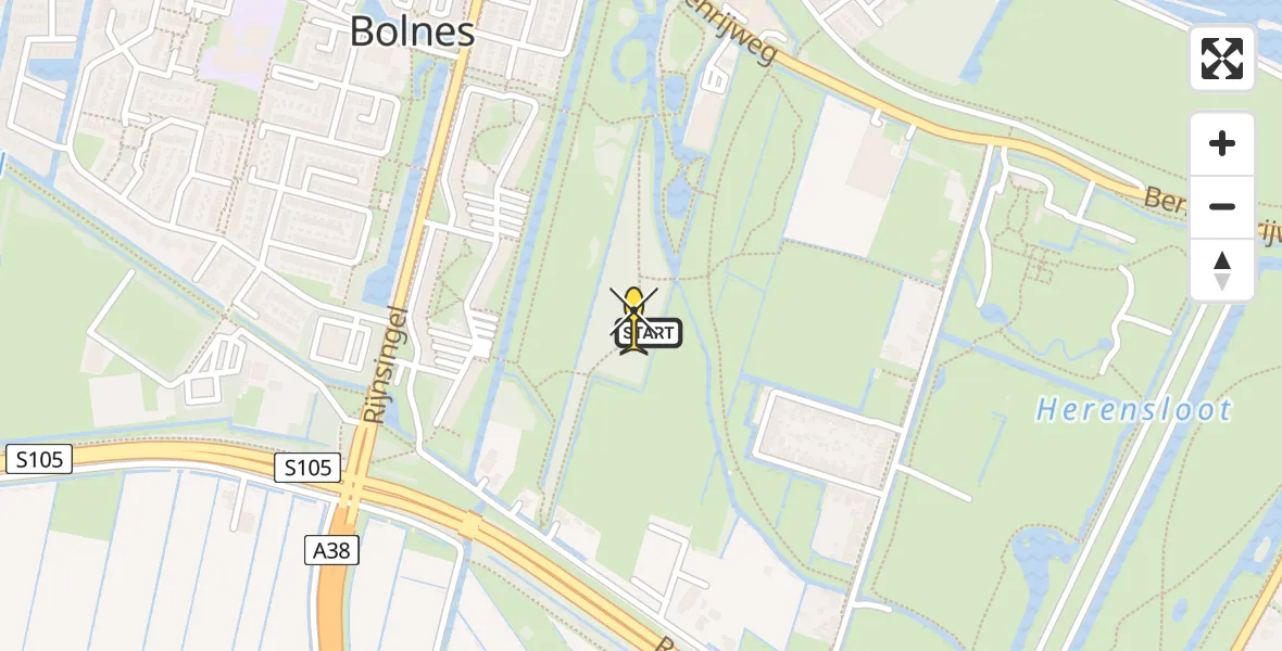 Routekaart van de vlucht: Politieheli naar Ridderkerk, Donckse Velden