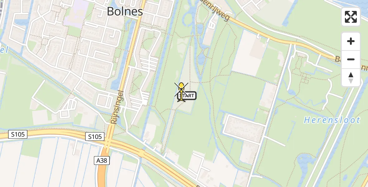 Routekaart van de vlucht: Politieheli naar Ridderkerk, Donckse Velden