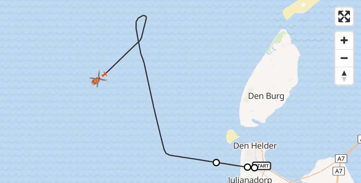 Vluchtroute Kustwachthelikopter Vliegveld De Kooy - , 09 december 2025, 15:52