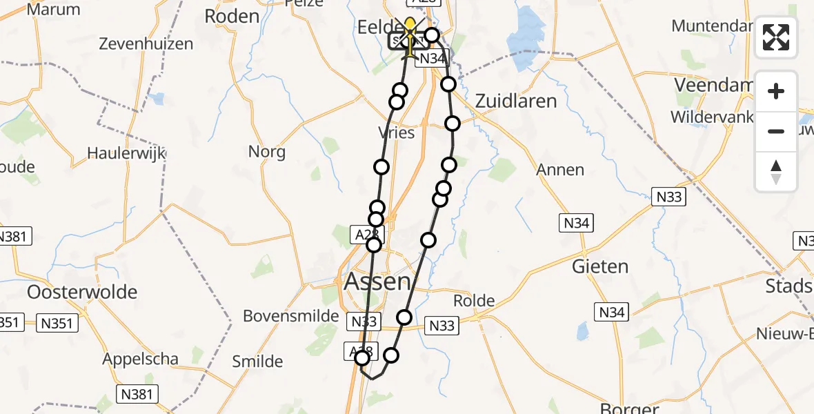 Routekaart van de vlucht: Lifeliner 4 naar Groningen Airport Eelde, Machlaan
