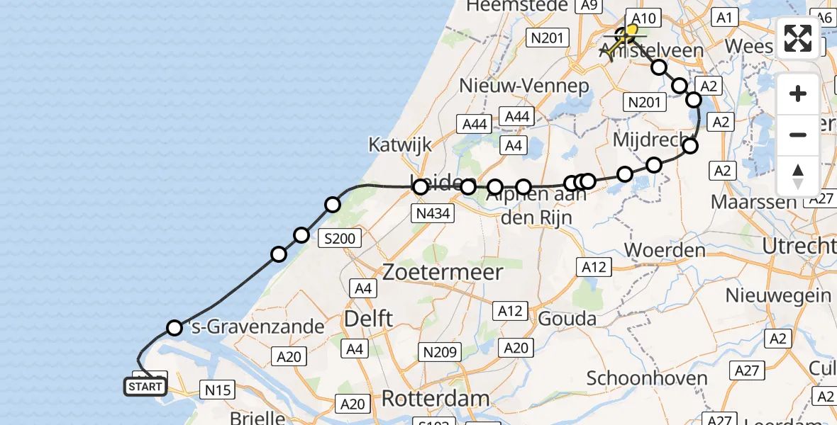 Routekaart van de vlucht: Politieheli naar Schiphol, Thermiekstraat