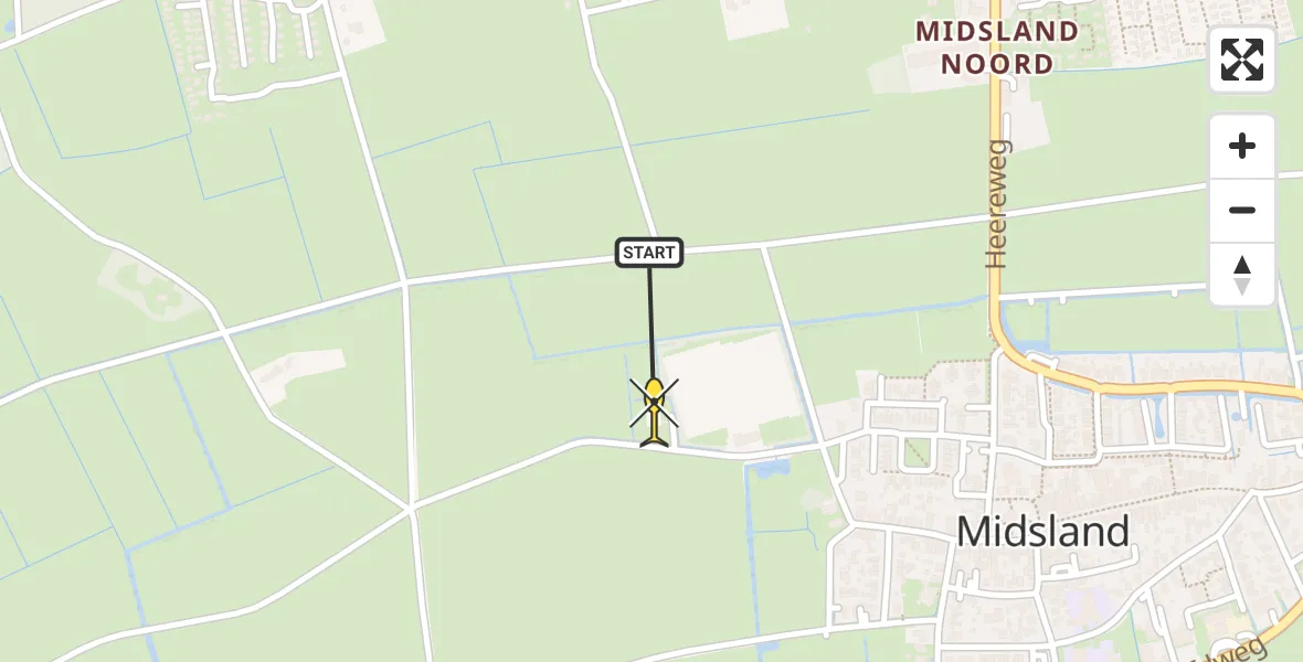 Routekaart van de vlucht: Ambulanceheli naar Midsland, Kallandspad