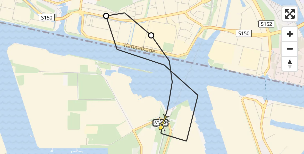 Routekaart van de vlucht: Lifeliner 1 naar Amsterdam Heliport, Hornweg