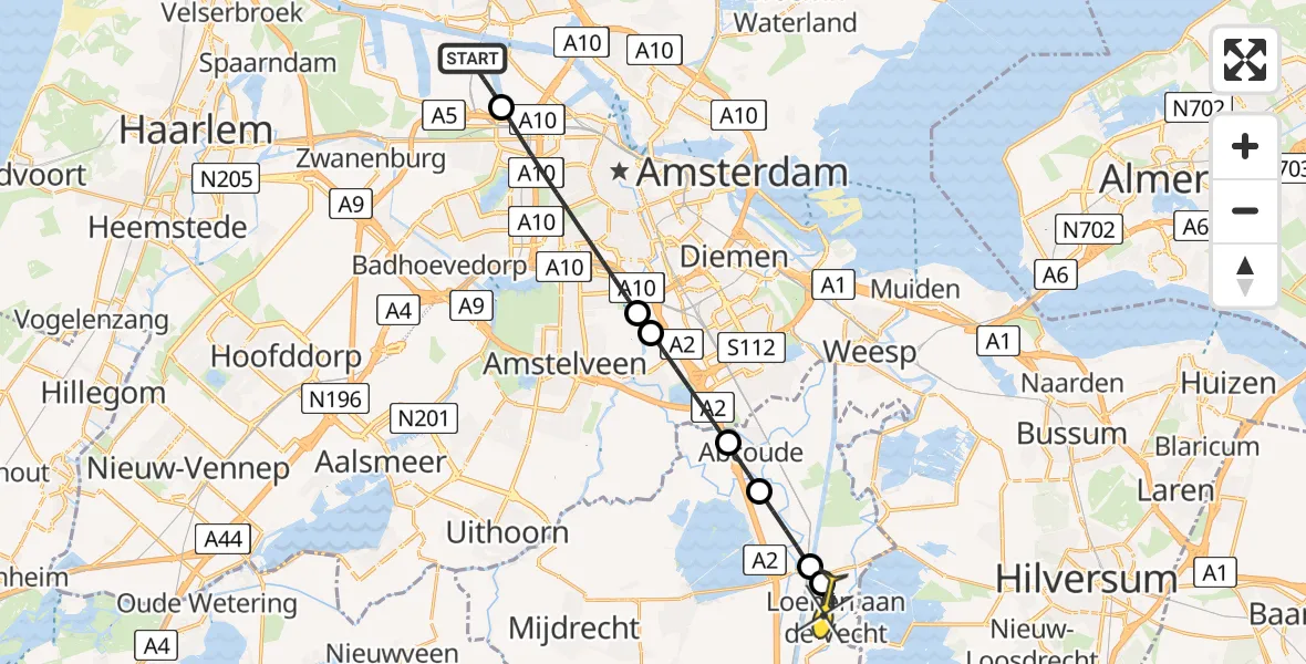 Routekaart van de vlucht: Lifeliner 1 naar Loenen aan de Vecht, Rijksstraatweg