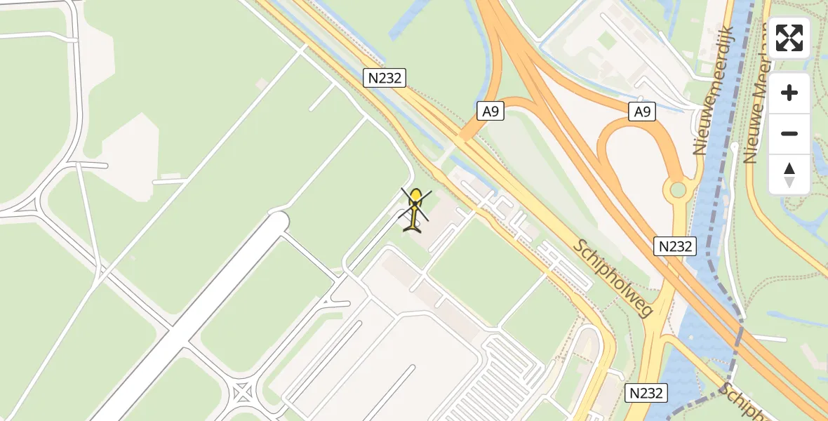 Routekaart van de vlucht: Politieheli naar Schiphol