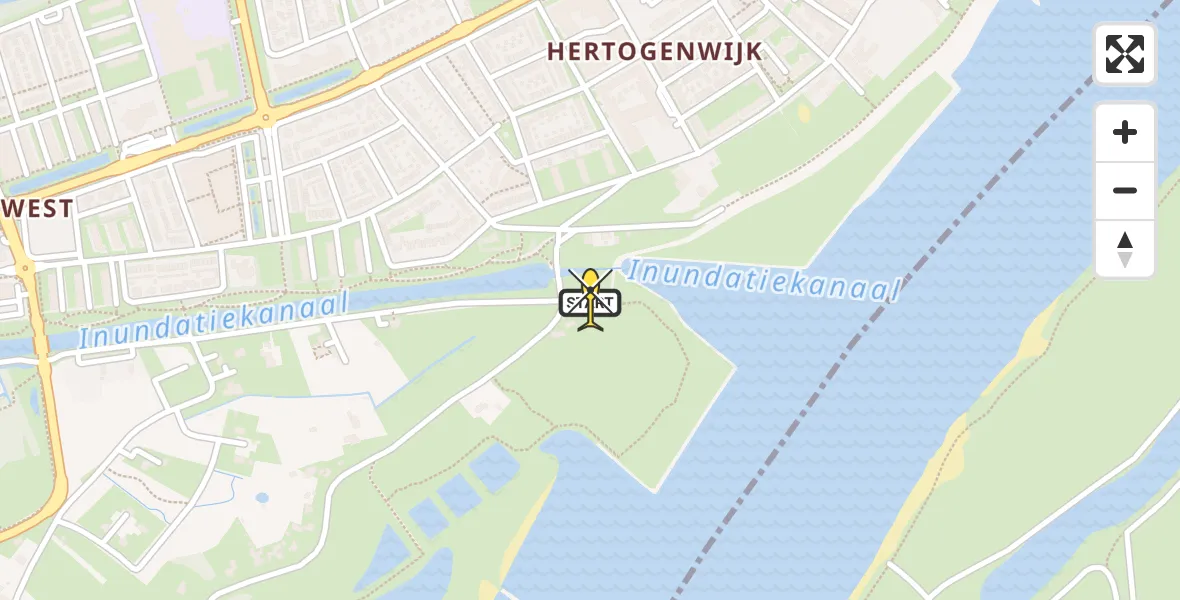 Routekaart van de vlucht: Lifeliner 3 naar Tiel, Ophemertsedijk