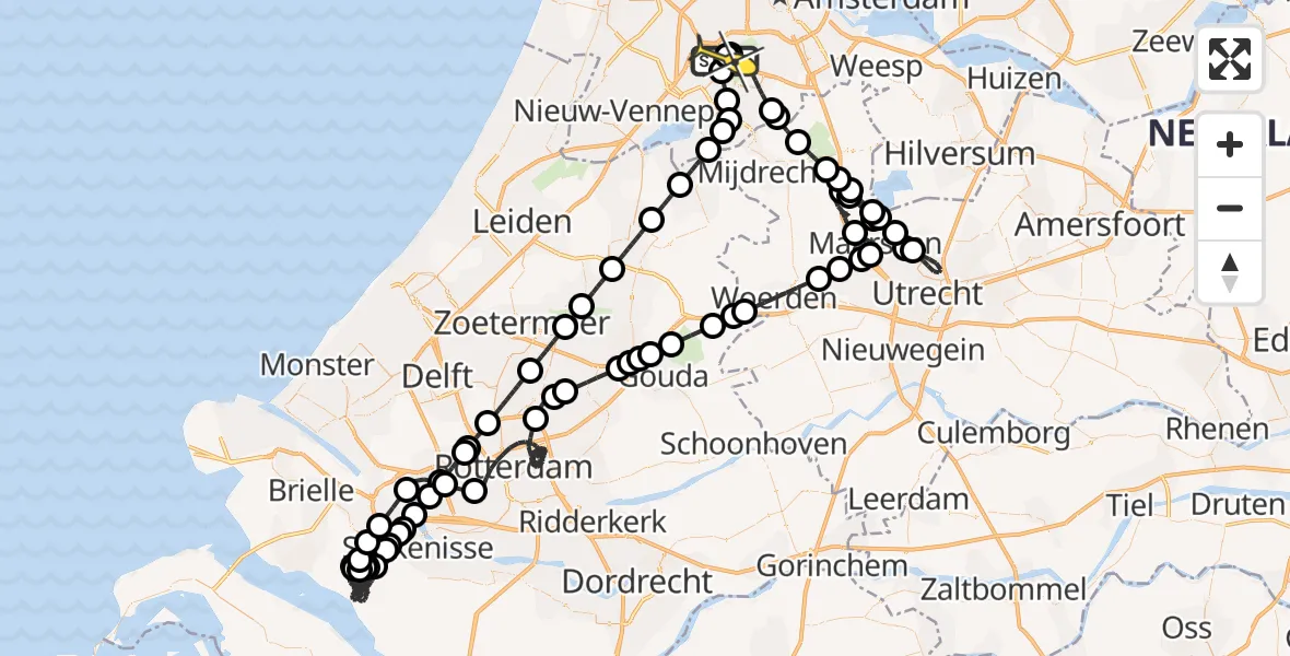 Routekaart van de vlucht: Politieheli naar Schiphol, Loevesteinse Randweg