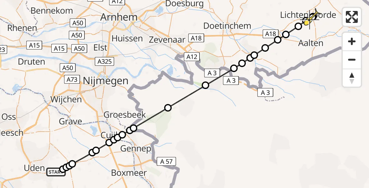 Routekaart van de vlucht: Lifeliner 3 naar Lichtenvoorde, Aaltenseweg