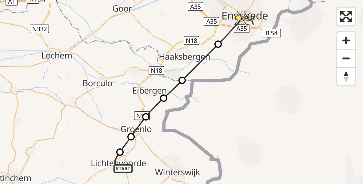 Routekaart van de vlucht: Lifeliner 3 naar Enschede, De Archipel