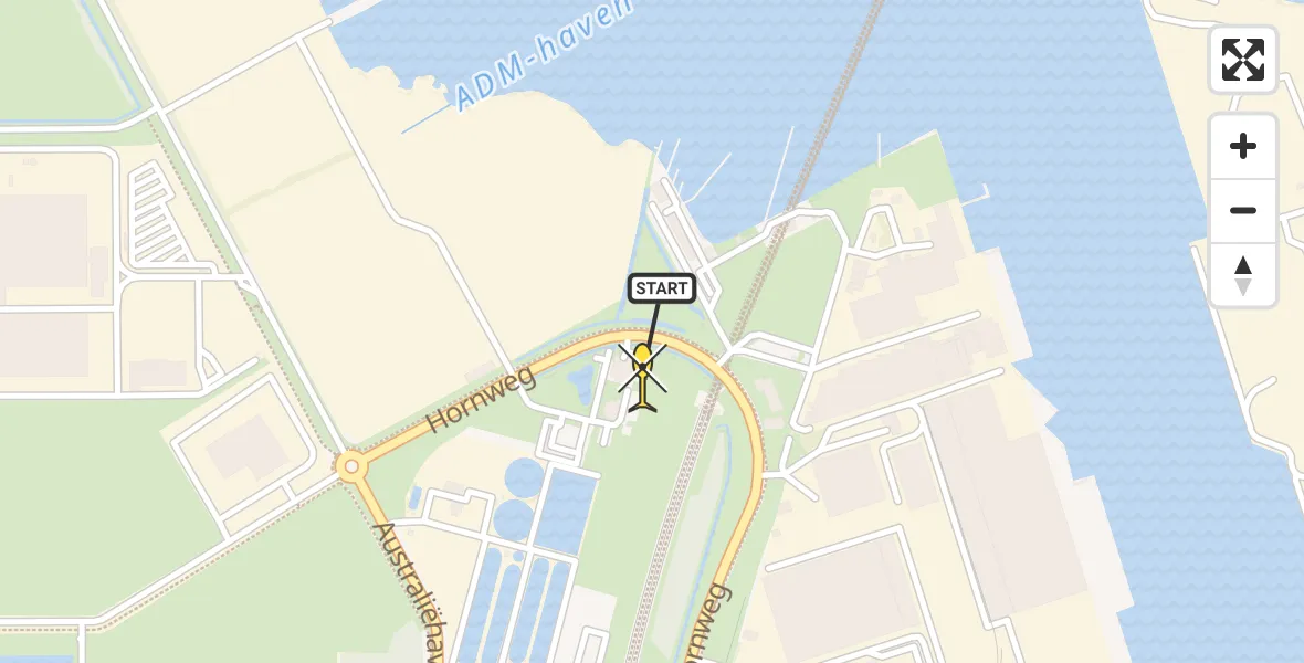 Routekaart van de vlucht: Lifeliner 1 naar Amsterdam Heliport, Hornweg