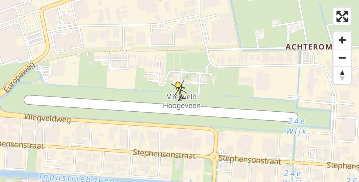 Routekaart van de vlucht: Politieheli naar Vliegveld Hoogeveen