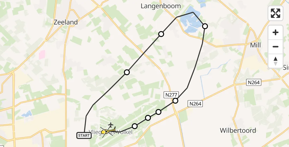 Routekaart van de vlucht: Lifeliner 3 naar Vliegbasis Volkel, Zeelandsedijk
