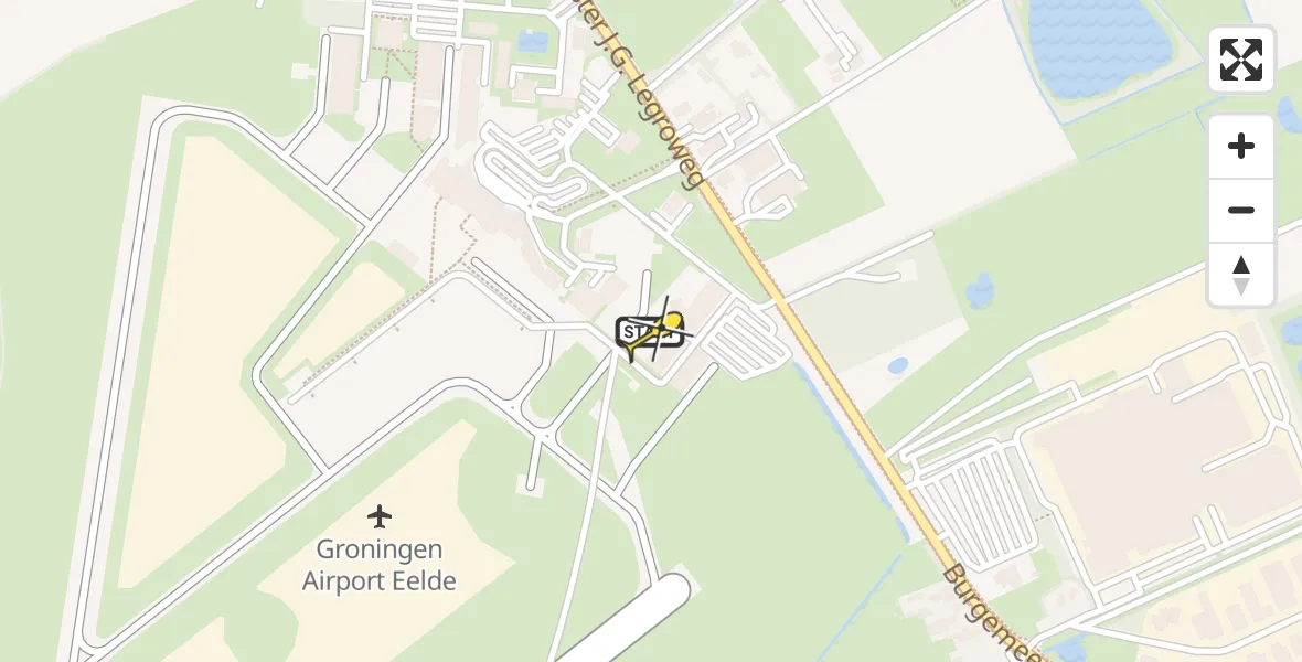 Routekaart van de vlucht: Traumahelikopter naar Groningen Airport Eelde, Machlaan