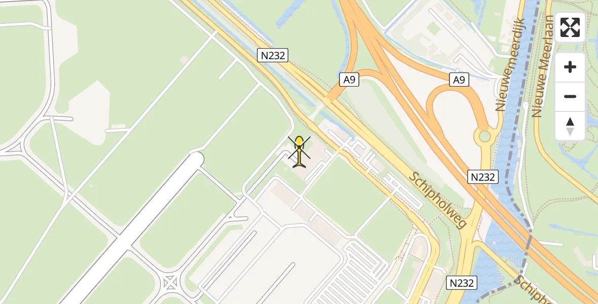 Routekaart van de vlucht: Politieheli naar Schiphol