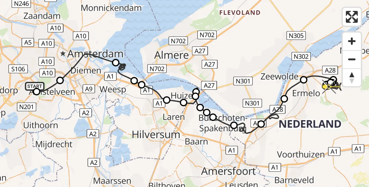 Routekaart van de vlucht: Politieheli naar Ermelo, Cyriassischepad