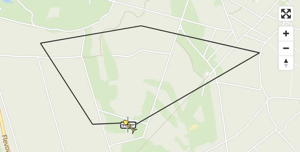 Routekaart van de vlucht: Politieheli naar Ermelo, Jhr. Dr. C.J. Sandbergweg