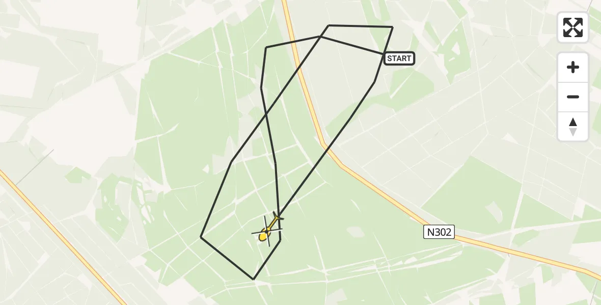 Routekaart van de vlucht: Politieheli naar Ermelo, Postweg