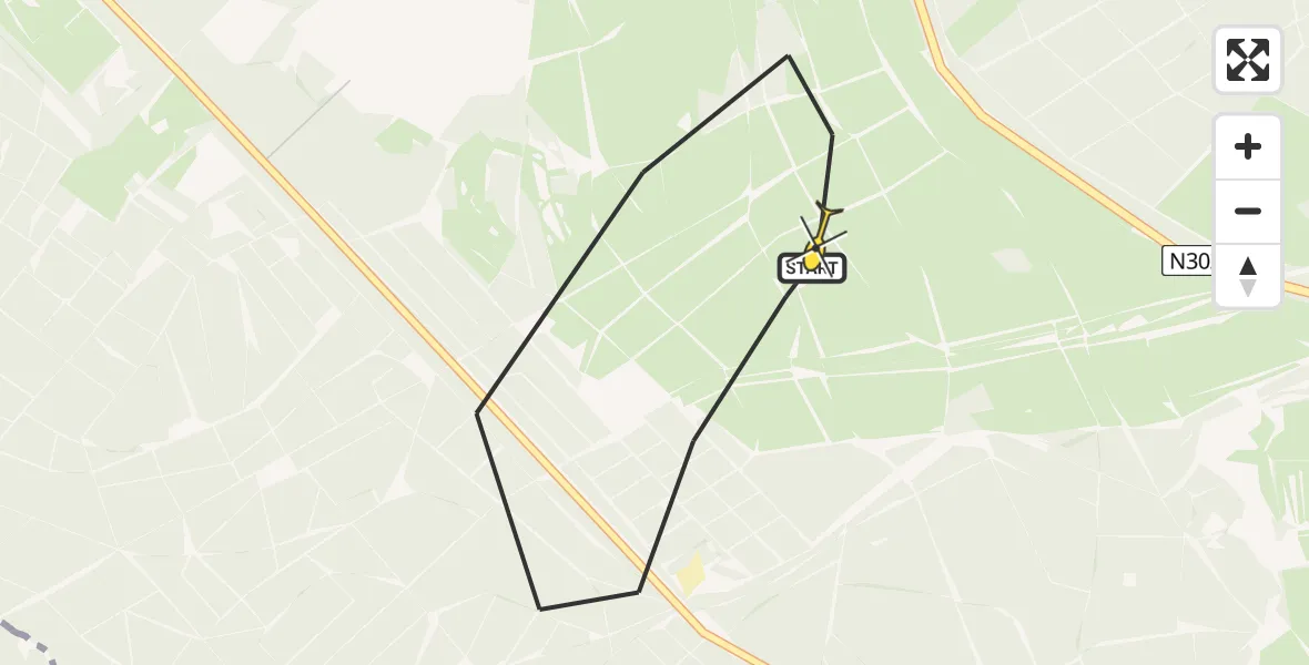 Routekaart van de vlucht: Politieheli naar Ermelo, Postweg