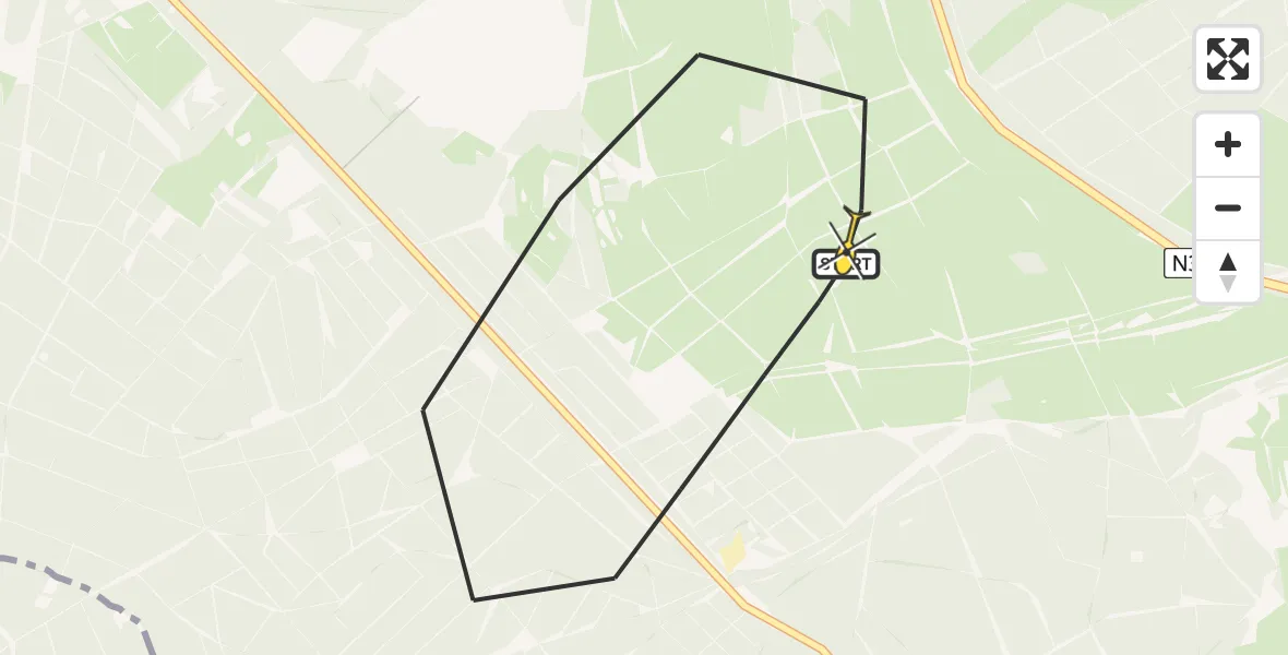 Routekaart van de vlucht: Politieheli naar Ermelo, Postweg