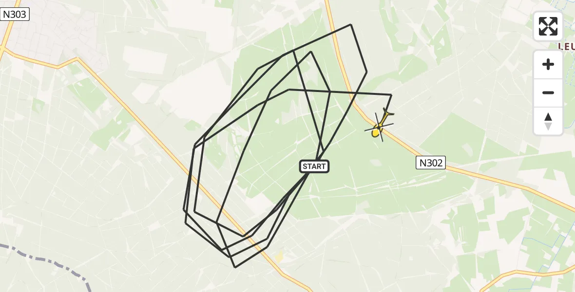 Routekaart van de vlucht: Politiehelikopter naar Ermelo, Flevoweg