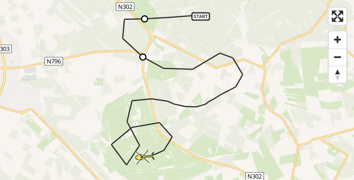 Routekaart van de vlucht: Politiehelikopter naar Ermelo, Postweg