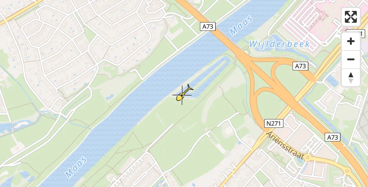 Routekaart van de vlucht: Politieheli naar Tegelen