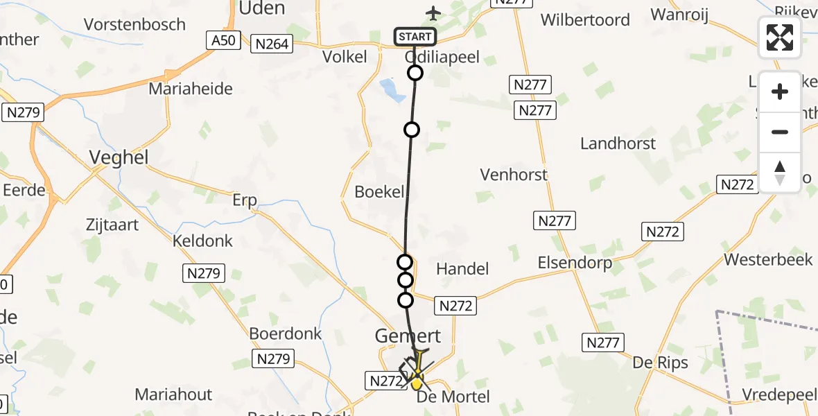 Routekaart van de vlucht: Lifeliner 3 naar Gemert, Dribbelei