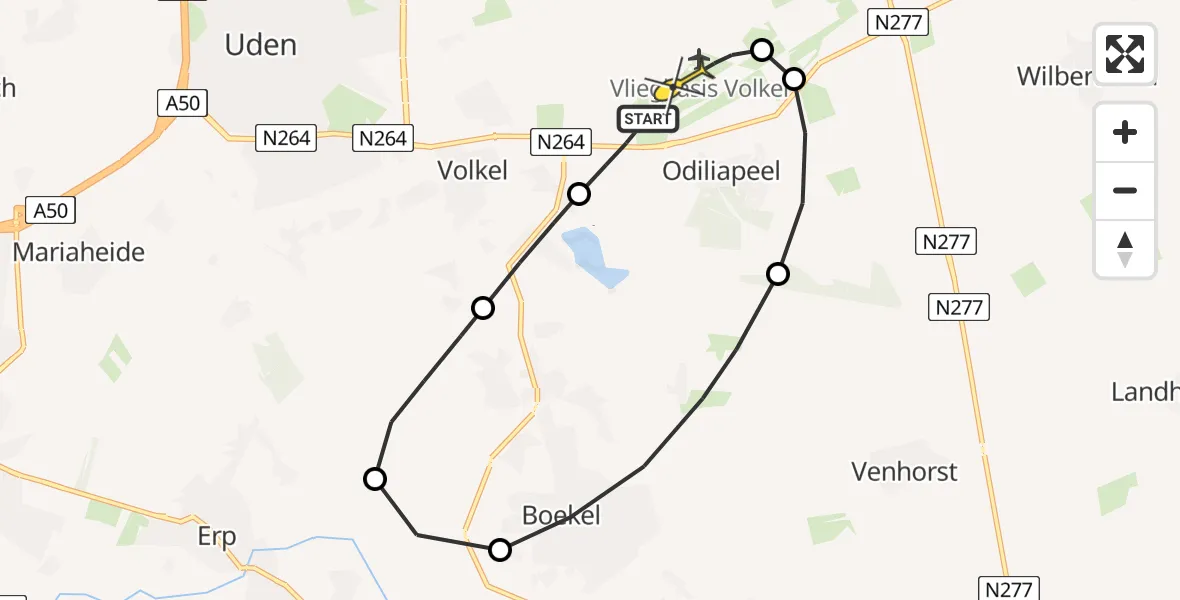 Routekaart van de vlucht: Lifeliner 3 naar Vliegbasis Volkel, Zeelandsedijk