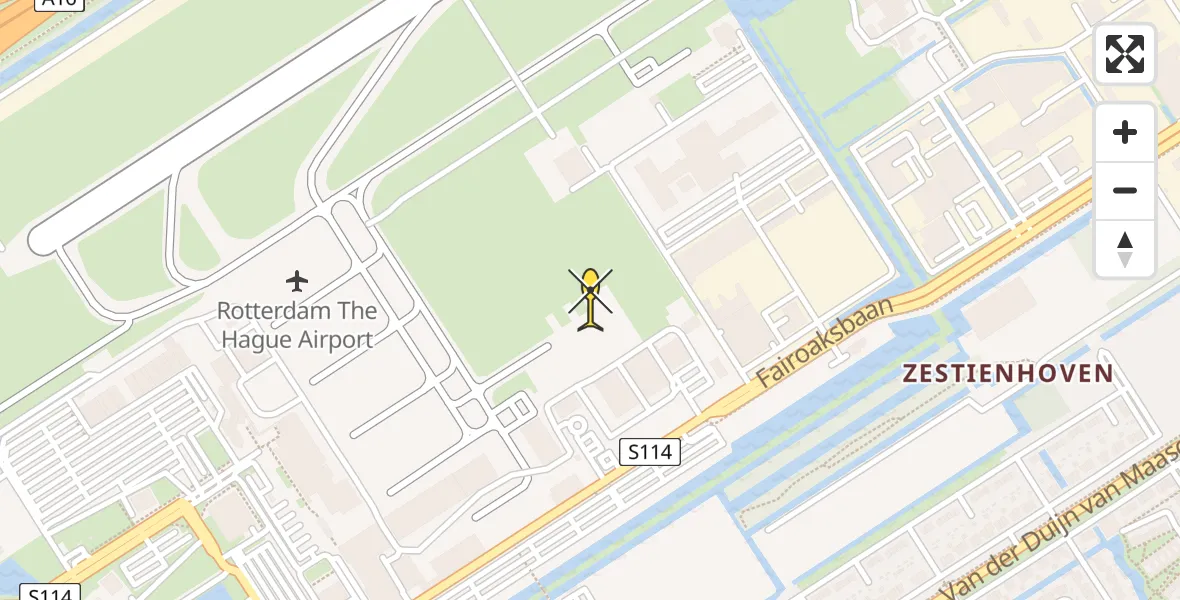 Routekaart van de vlucht: Politieheli naar Rotterdam The Hague Airport