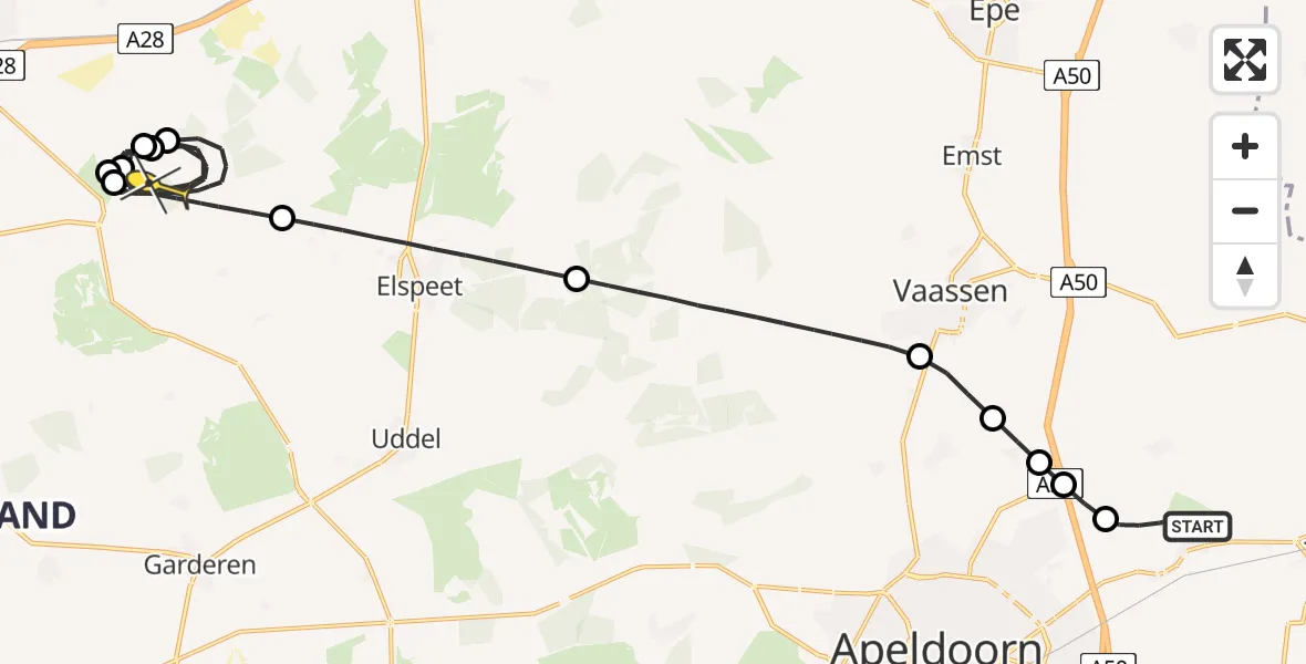 Routekaart van de vlucht: Politieheli naar Ermelo, Cyriassischepad