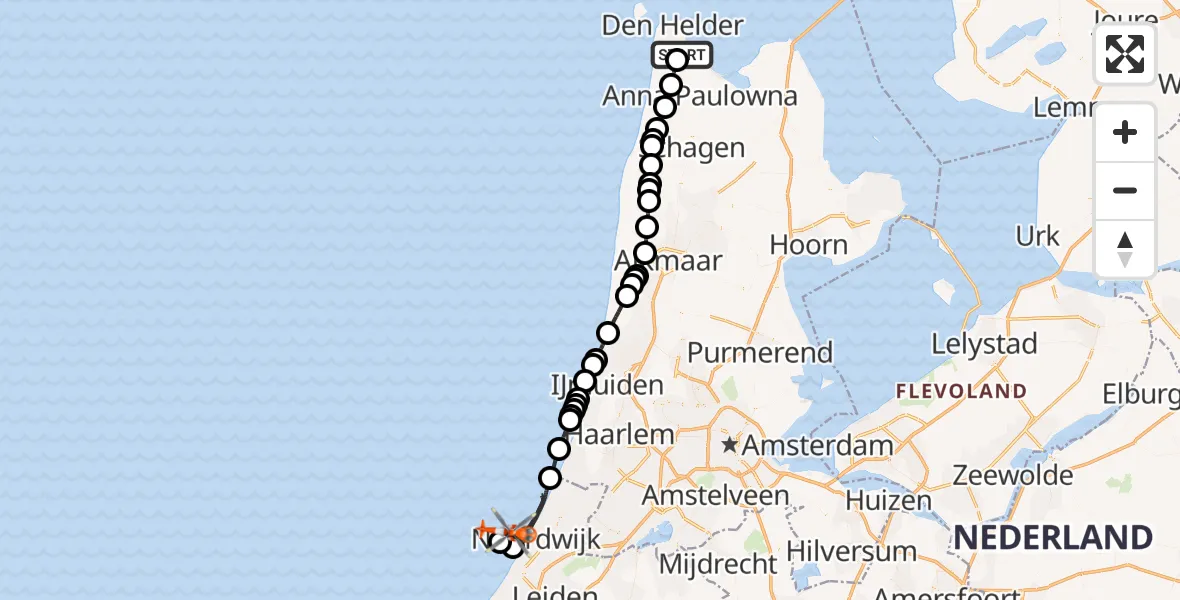 Vluchtroute Kustwachthelikopter Vliegveld De Kooy - , 10 december 2025, 18:46