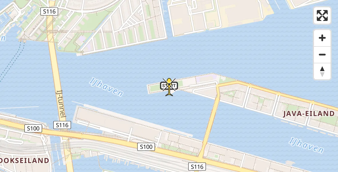 Routekaart van de vlucht: Lifeliner 1 naar Amsterdam, Javakade