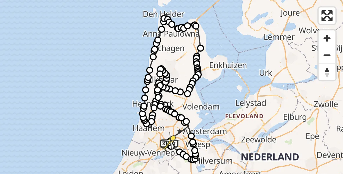 Routekaart van de vlucht: Politiehelikopter naar Schiphol, Thermiekstraat