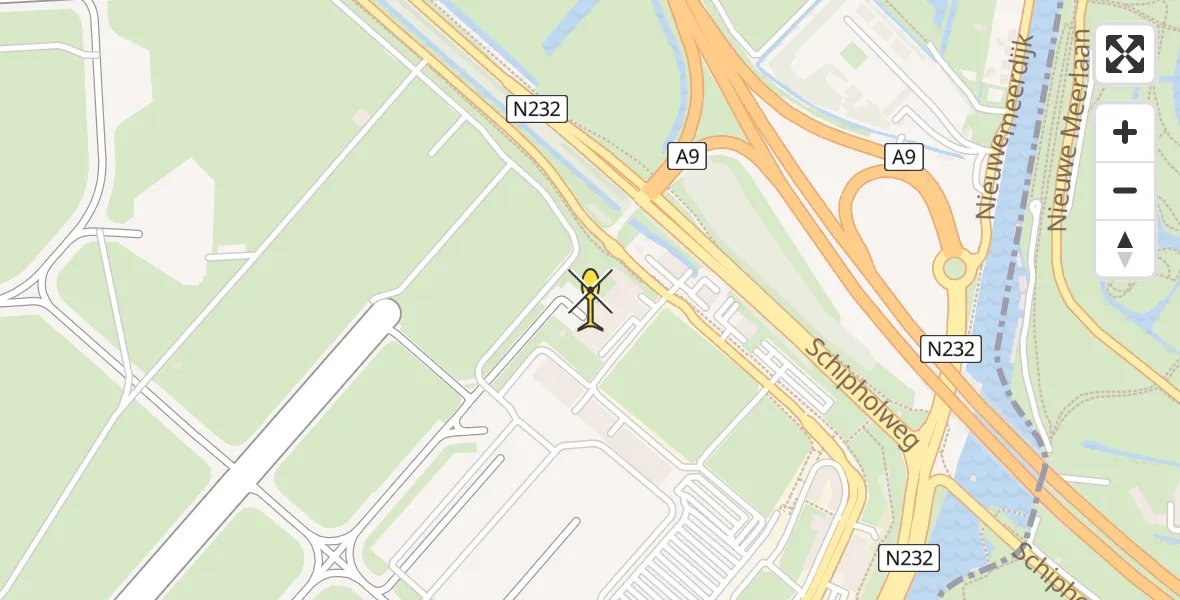 Routekaart van de vlucht: Politieheli naar Schiphol