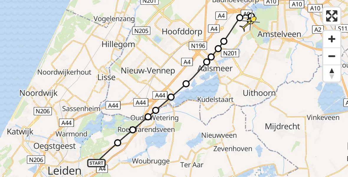 Routekaart van de vlucht: Politieheli naar Schiphol, Thermiekstraat
