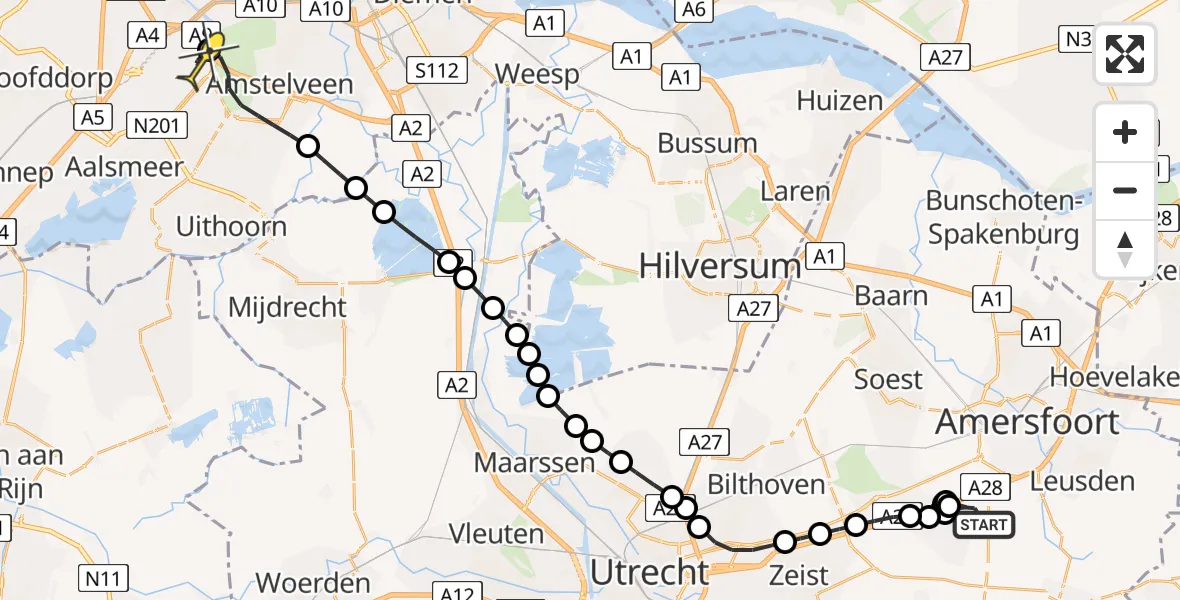 Routekaart van de vlucht: Politieheli naar Schiphol, Thermiekstraat