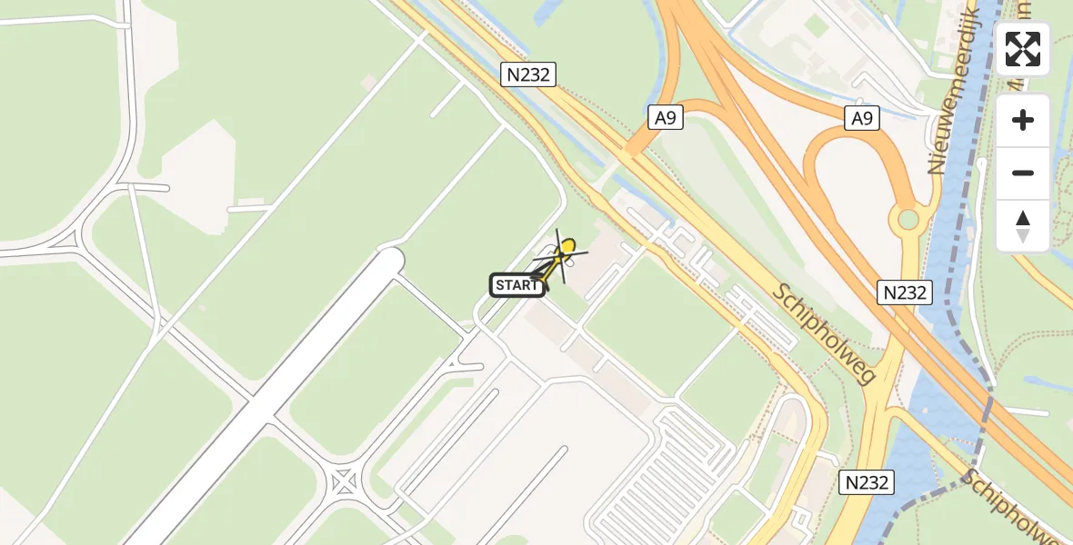 Routekaart van de vlucht: Politieheli naar Schiphol, Walaardt Sacréstraat