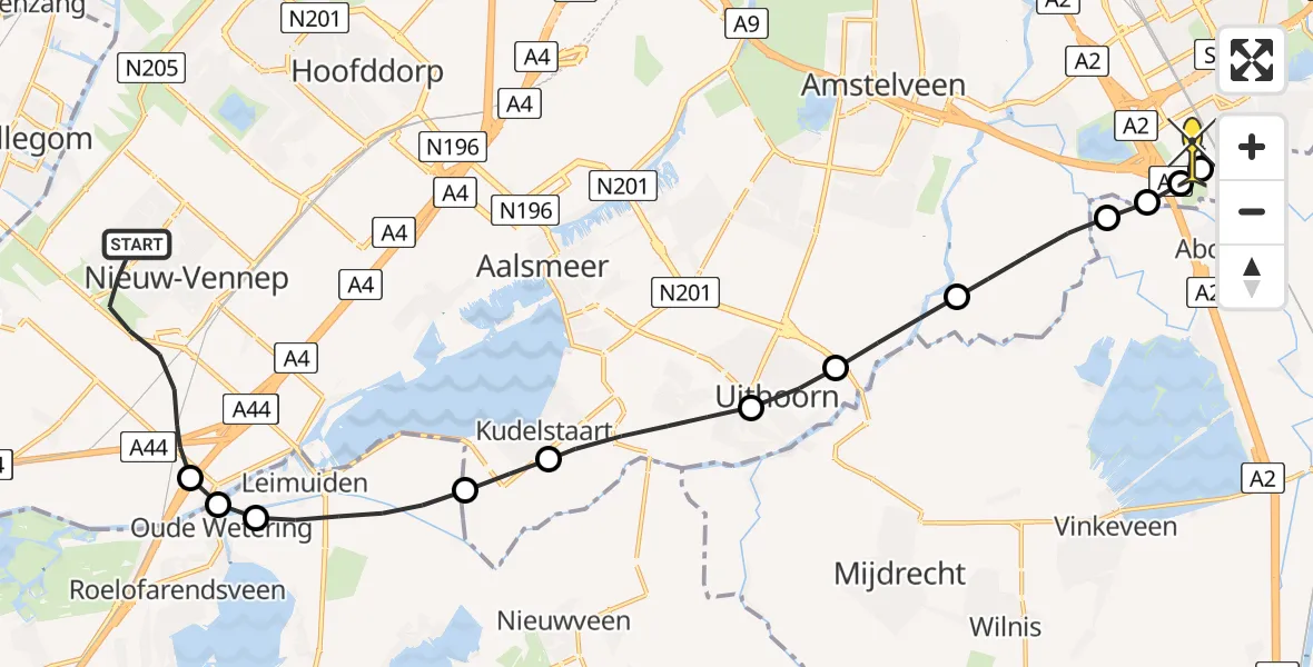 Routekaart van de vlucht: Lifeliner 1 naar Academisch Medisch Centrum (AMC), Helipad