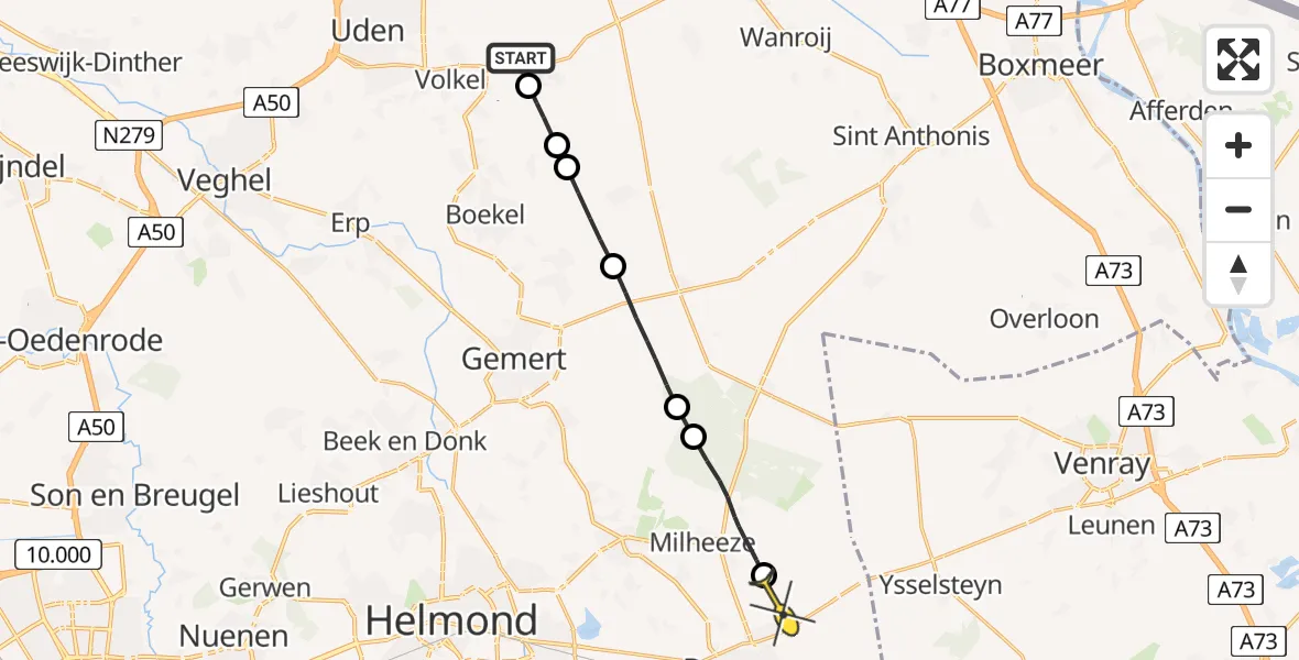 Routekaart van de vlucht: Lifeliner 3 naar Deurne, Goorseberglaan