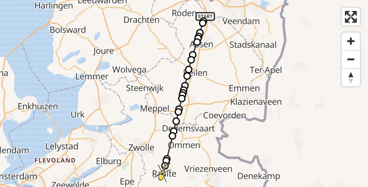 Routekaart van de vlucht: Lifeliner 4 naar Raalte, Nieuwe Deventerweg
