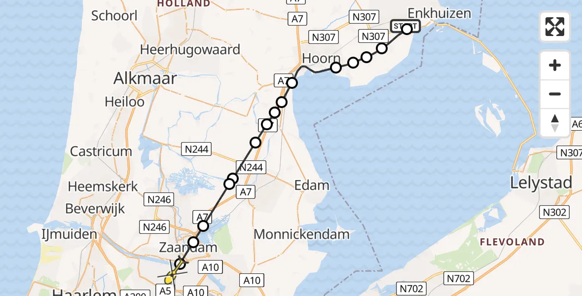 Routekaart van de vlucht: Lifeliner 1 naar Amsterdam Heliport, Hornweg
