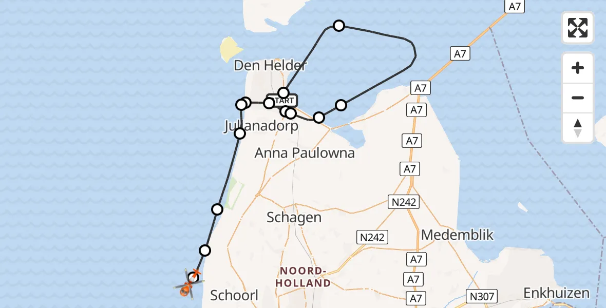 Vluchtroute Kustwachthelikopter Vliegveld De Kooy - , 11 december 2025, 13:38