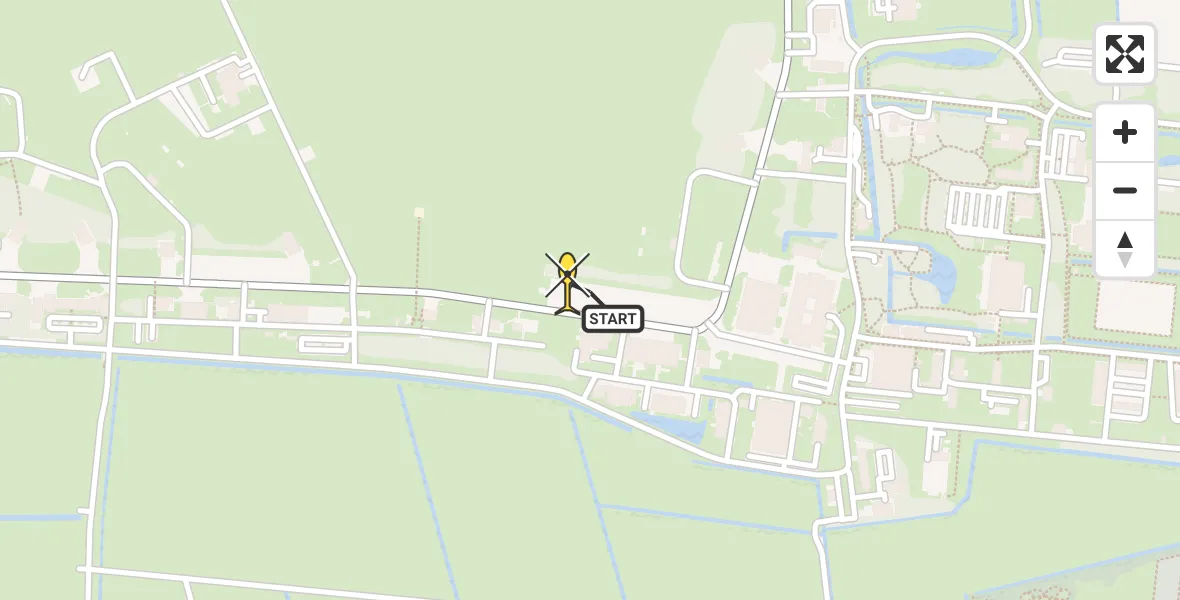 Routekaart van de vlucht: Ambulanceheli naar Vliegbasis Leeuwarden, Keegsdijkje