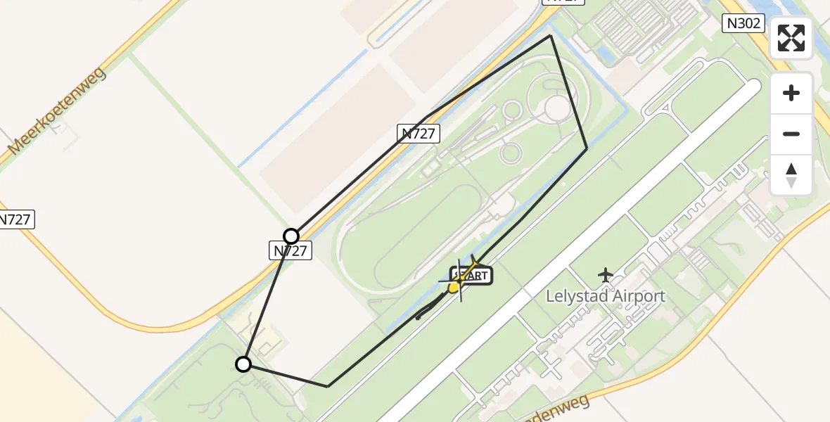Routekaart van de vlucht: Politieheli naar Lelystad Airport, Talingweg