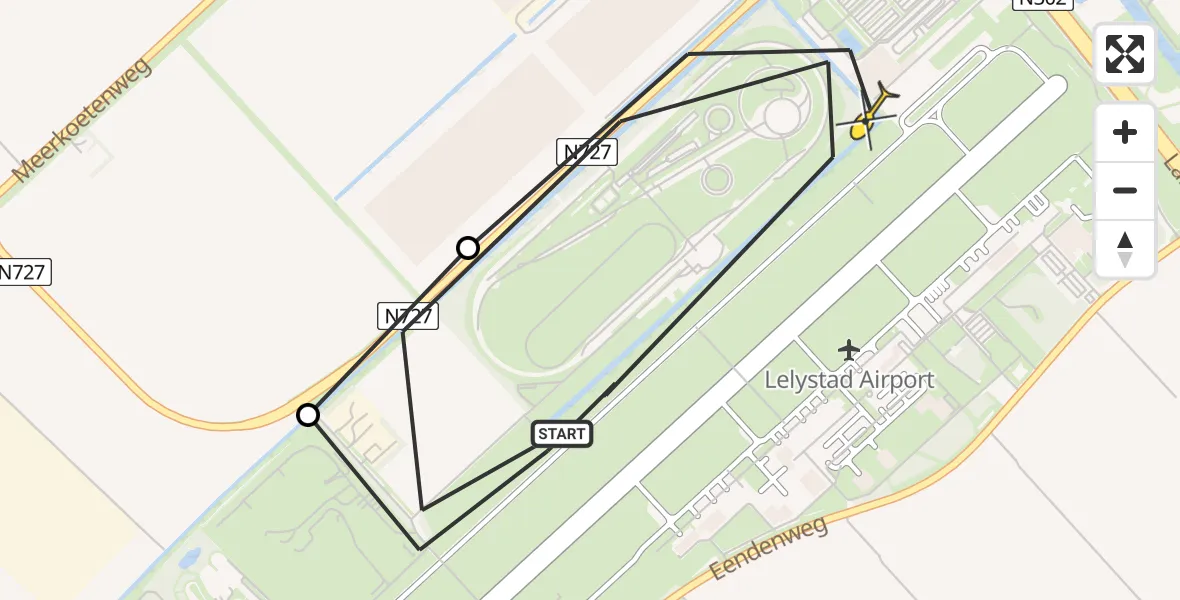 Routekaart van de vlucht: Politiehelikopter naar Lelystad Airport, Terminalplein