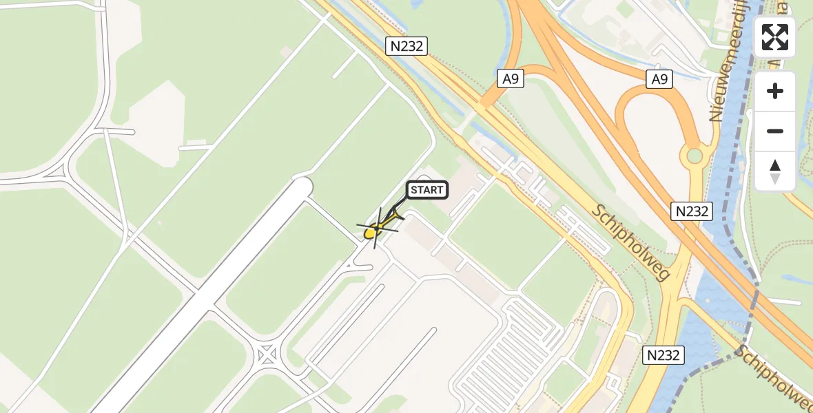 Routekaart van de vlucht: Politieheli naar Schiphol, Thermiekstraat